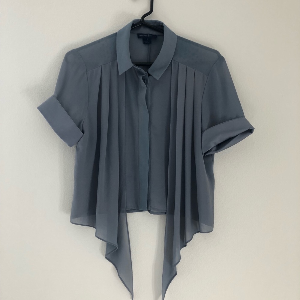 ✨dust blue crop flowy blouse